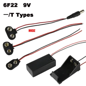 9V Battery Snap-In Clip Connector Cable Lead 150mm 9 Volt Holder 一/T Types 6F22 - Picture 1 of 20