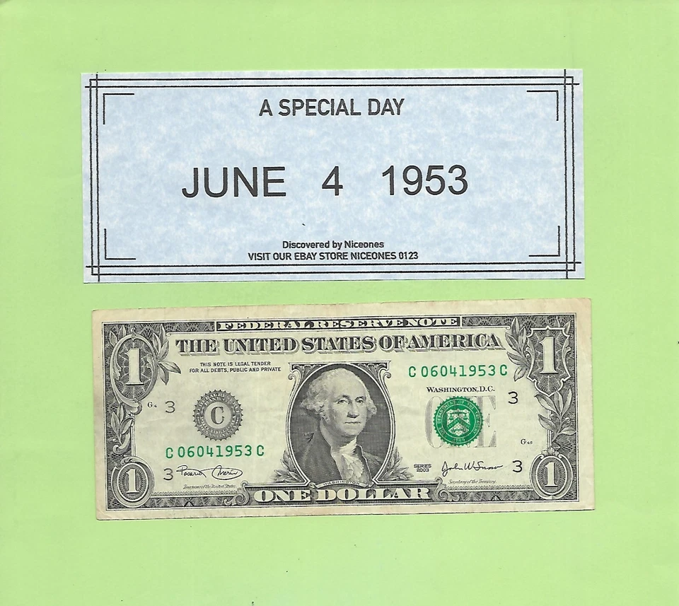 JUNE 4, 1953 .... 2003 $1  C 0604 1953 C .... 06-04-1953      BIRTHDAY NOTE - Image 1 of 1