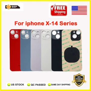 Big Cam Hole Back Glass Housing Cover For iPhone X XR XS 11 12 Mini 13 14 Plus - Picture 1 of 1