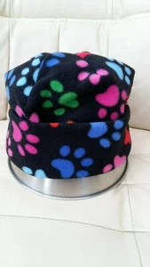 Handmade Pawprint Fleece Hat flannel lining original design. Size in description - Picture 1 of 3
