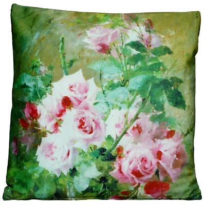 Kissenhülle Kissenbezug Kissen Dekokissen Sofa 40 x 40 Sommer Rosenstock Rosa - Bild 1 von 2