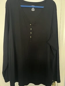 NEW! Women’s Plus Sonoma Slim Fit L/S Henley Top - Black Size 4X - Picture 1 of 6