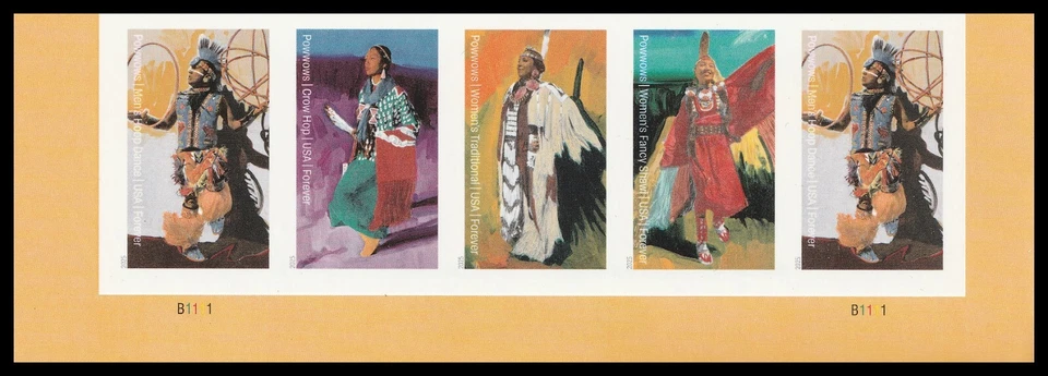 US 5978a-5981a 5981c Powwows imperf NDC plate strip 5 MNH 2025 - Image 1 of 1