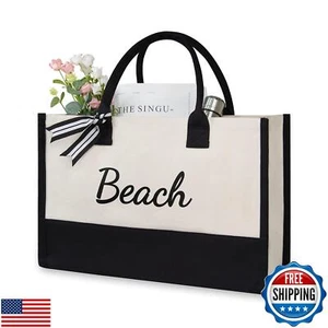 TOPDesign Beach Tote for Women, Canvas Bag for Beach Accessories, Travel Hand - Picture 1 of 5