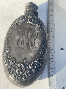 Antiker Flachmann R.WALLACE & SONS in 925 Sterling Silber Monogramm - Bild 1 von 10