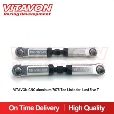 Vitavon CNC aluminum 7075 Toe Links for  Losi 5ive T  Silver - Image 1 of 2