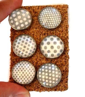 Grey Polka Dot Decorative Push Pins Thumb Tacks for Cork Board Handmade Office - Image 1 of 2