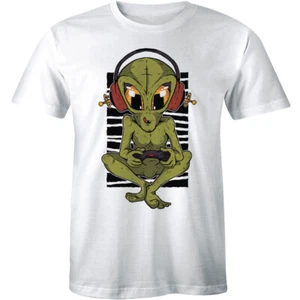 Alien DJ Music Tee Funny Cute Music UFO Area 51 Crew Neck T-Shirt For Men Gift - Picture 1 of 4