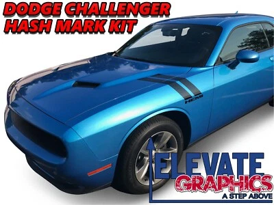 For Dodge Challenger Graphics Side Hash Mark Double Bar Stripes Decals 2009-2023 - Imagem 1 de 4