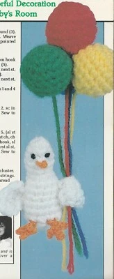 Duck Balloon Baby Nursery Decor - 9" tall - Worsted Yarn - Crochet Pattern ONLY - Image 1 of 2