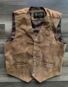 Kids Scully Suede Frontier Western Cowboy Vest Sz XL Southwest - Picture 1 of 8
