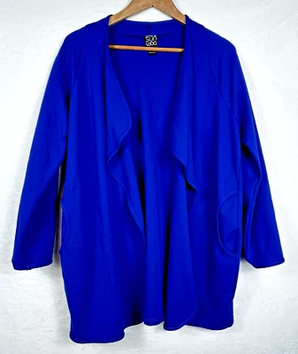 Clara Sun Woo Jacket Size S Royal Blue Drape Open Front Lagenlook Oversized - Image 1 of 4