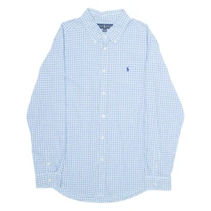 RALPH LAUREN Boys Shirt Blue Check Long Sleeve XL - Picture 1 of 6