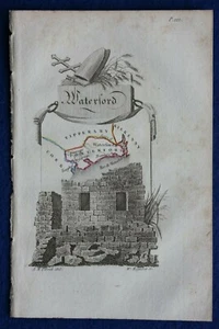 IRELAND, WATERFORD, minature antique county map, Perrot, 1824 - Picture 1 of 3