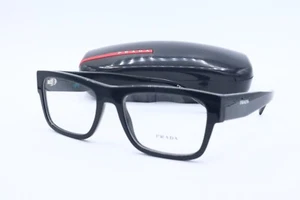 New Prada VPR 15Y 1AB-101 Black Square Eyeglasses Clear Lenses 54mm - Picture 1 of 7