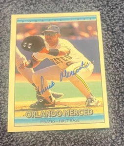ORLANDO MERCED AUTOGRAPHED 1992 DONRUSS CARD W/COA PITTSBURGH PIRATES - Picture 1 of 1