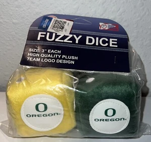 Oregon Ducks Soft Plush Fuzzy Hanging Dice For Decor NCAA New - Picture 1 of 6