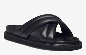 Jonak Paris Marcus Black Leather Sandals UK 6.5 EU 40 Padded Crossover RRP £125