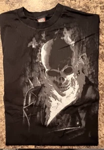 Vintage 1990's Marvel Ghost Rider Blazing Skull Mens Black Graphic T Shirt XL - Picture 1 of 6