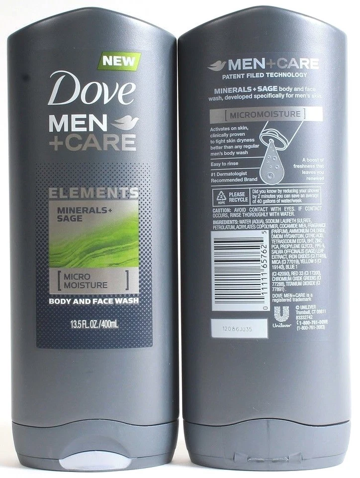 Dove Men Care Elements Body Wash Minerals and Sage 13.5 Ounce X 3