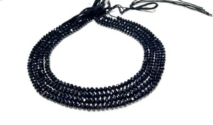 5 Strand Natural Black Spinel Rondelle Faceted 5mm Black Spinel Beads 12"inch - Picture 1 of 9