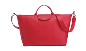 LONGCHAMP Paris Le Pliage große rote Ledertasche Weekender Reisetasche aus Leder - Bild 1 von 9