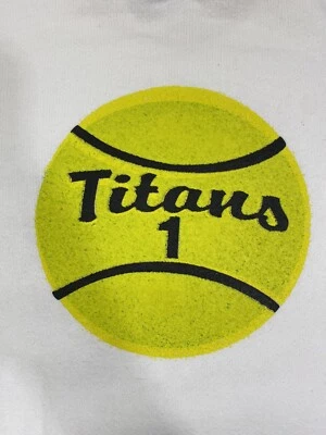 Vintage VTG 90s Poway Titans Tennis Graphic White Sweatshirt 2XL #3024 - Image 1 of 4