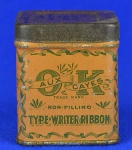 RARE OK AUX CAYES TYPEWRITER RIBBON ADVERTISING TIN - BOSTON & MAINE R.R - Picture 1 of 7