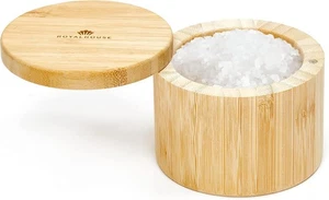 RoyalHouse Bamboo Salt Cellar Storage Box Small to Medium, Pack Of 1 - Picture 1 of 7