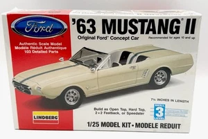 Vintage Sealed Lindberg 63 Ford Mustang II Concept Car 1/25 Model Kit 72169 - Picture 1 of 6