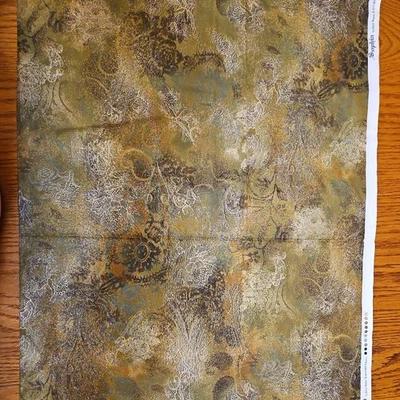 Green, gold, and brown mottled fabric by Ginny Beyer  fabric 100% Cotton 2 yards - Image 1 of 4