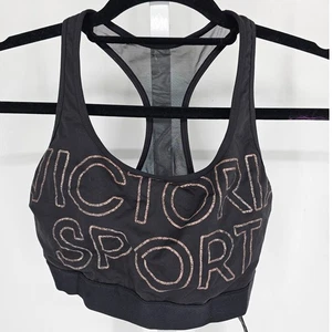 Victoria's Secret Damen Gr. M Racerback Sport BH schwarz mit Glitzerbuchstaben - Bild 1 von 3