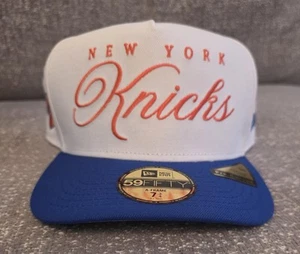 NEW YORK KNICKS Men's New Era White/Blue 2025 NBA Draft A-Frame 59FIFTY Fitted - Picture 1 of 4