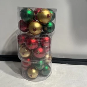 Selten Disney Parks Mickey Mouse Glitzer rund Weihnachtsschmuck 30 Glas klein - Bild 1 von 5
