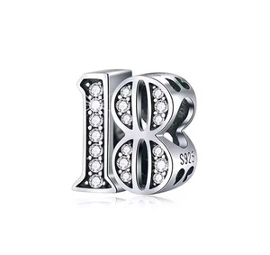 Sterling Silver '18th White Crystal Birthday Charm + FREE Bracelet UK. Birthday - Picture 1 of 6