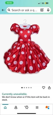Disney Parks Minnie Mouse Rojo Lunares Disfraz Vestido Niñas Talla 13 Foto 1 de 4