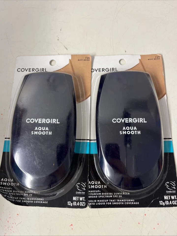 2x CoverGirl AquaSmooth Foundation Makeup, Buff Beige 725, SPF 20, 0.4 oz - Image 1 of 1