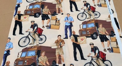 Timeless Treasures Postal Parcel Delivery Person  76" x 44.5"  PATT# GM-C296 - Image 1 of 4
