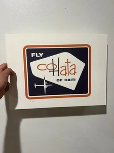 Fly Cohata of Haiti Airlines Antique Vintage Poster Litograph Print Poster RARE! - Picture 1 of 10