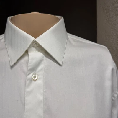 Brioni Dress Shirt 100% Cotton Size 42 / 16.5 Made In Italy White Long Sleeve - Image 1 of 4