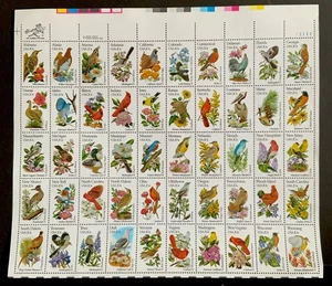 USPS 1981 “State Bird/Flower Postage Stamps” Full Sheet Of 50- 20 Cents Mint/MNH - Picture 1 of 9