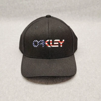 Oakley B1B Metallic Destination American Flag Hat Fitted Cap Black Small Medium - Image 1 of 4