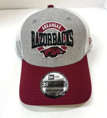Arkansas Razorbacks NCAA NE Flex-Fit Hat~Heather Gray/Maroon - Image 1 of 4