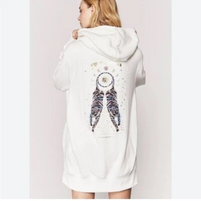 Spiritual Gangster Dreamers Oversized Pullover Hoodie White Graphic Print XS - Image 1 of 4