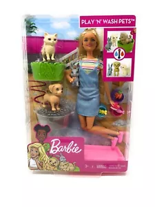 Barbie Play ‘n' Wash Pets Playset with Blonde Hair & Color Change Pets by Mattel - Picture 1 of 5