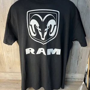 DODGE RAM Mens T Shirt Size XL Regular Fit Black Spellout LOGO GILDAN DRY BLEND - Picture 1 of 5