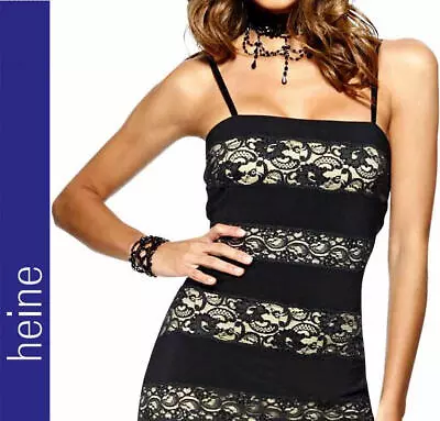 NEU ZAUBERHAFT ABENDKLEID PERLENBESTICKTE SPITZE GR. 46/23 HEINE schwarz *026583 - Bild 1 von 4