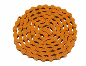 ORANGE YBN Bicycle Single Speed Chain 1/2" x 1/8 x 112 Links Lowrider Cruiser  - Picture 1 of 1