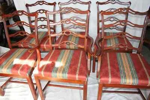 Charming Set of Six Chippendale Mahogany Dining Chairs, 2 Arm & 4 Side Chairs - Picture 1 of 12
