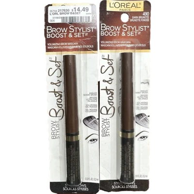 New 2 L'Oreal Brow Stylist Boost & Set Volumizing Brow Mascara Dark Brunette - Image 1 of 3